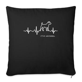 Jack Russell Terrier Jack Russel Dog Heartbeat Cut - Sofa pillowcase 17,3'' x 17,3'' (45 x 45 cm) - black - Front