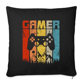 Vintage Video Gamer Gift Game Controller Retro Sun - Sofa pillowcase 17,3'' x 17,3'' (45 x 45 cm) - black - Front