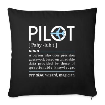 Pilot Definition Aeronautical Academy Fun Airplane - Sofakissenbezug 45 x 45 cm - Schwarz - Vorne
