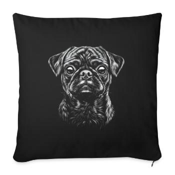Carlin Portrait Chien Chien - Housse de coussin décorative 45 x 45 cm - noir - Devant