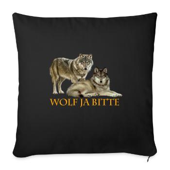 Wolf ja Bitte - Sofakissenbezug 45 x 45 cm - Schwarz - Vorne
