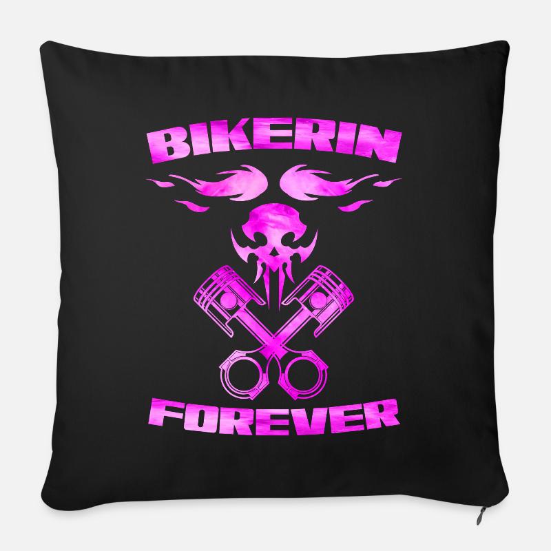 Bikerin forever - Sofakissenbezug 45 x 45 cm - Schwarz