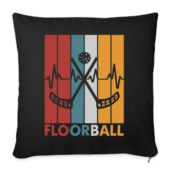Floorball Floorball Hockey Heartbeat Pulse - Sofa pillowcase 17,3'' x 17,3'' (45 x 45 cm) - black - Front