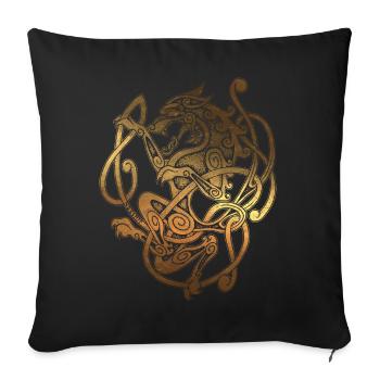 FENRIR - Wolf Odin - Vintage Gold - Nordic Antique - Sofa pillowcase 17,3'' x 17,3'' (45 x 45 cm) - black - Front