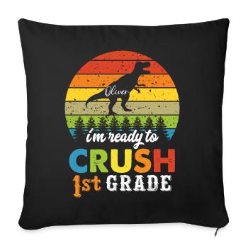 Ich bin bereit, Regenbogenmädchen Jungen der 1. Klasse zu zerquetschen - Sofakissenbezug 45 x 45 cm - Schwarz - Vorne
