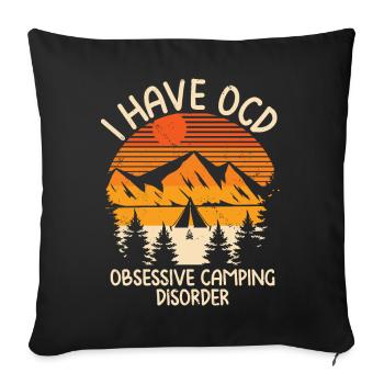 Camping - Housse de coussin décorative 45 x 45 cm - noir - Devant