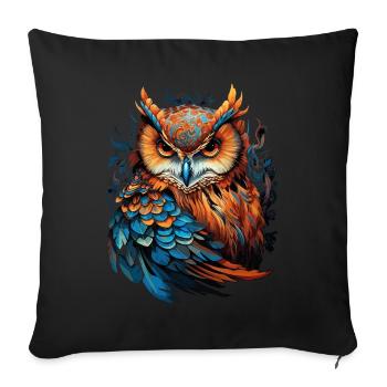 Owl Bird Ornament Nature Eagle Owl Mystical Colorful Art - Sofa pillowcase 17,3'' x 17,3'' (45 x 45 cm) - black - Front
