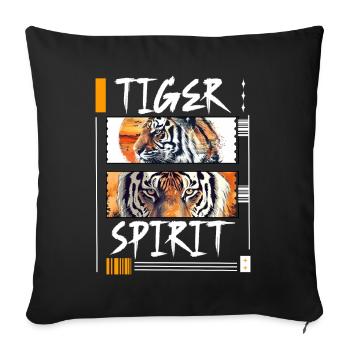 Tiger, Tiger Head, Big Cat, Predator, Wild, Strong - Sofa pillowcase 17,3'' x 17,3'' (45 x 45 cm) - black - Front