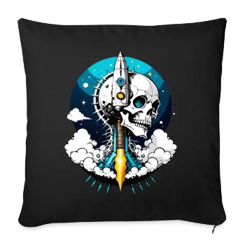 Rocket Skull // Skull Rocket // Space FS0154 - Sofa pillowcase 17,3'' x 17,3'' (45 x 45 cm) - black - Front