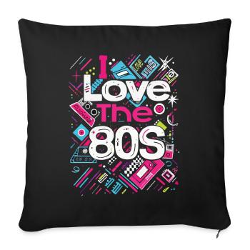 des années 80 des années 80 musique coloré fête carnaval costume - Housse de coussin décorative 45 x 45 cm - noir - Devant