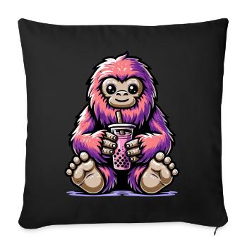 Bubble Tea Bigfoot Boba Thé Kawaii Cadeau - Housse de coussin décorative 45 x 45 cm - noir - Devant