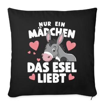Esel Eselchen Maultier Muli - Sofakissenbezug 45 x 45 cm - Schwarz - Vorne