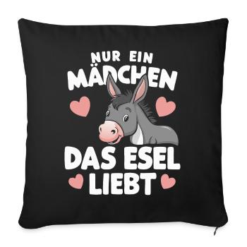 Esel Eselchen Maultier Muli - Sofakissenbezug 45 x 45 cm - Schwarz - Vorne