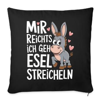 Esel Eselchen Maultier Muli - Sofakissenbezug 45 x 45 cm - Schwarz - Vorne