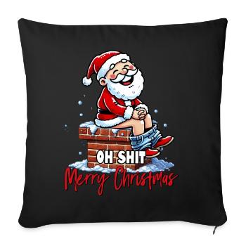 oh merde Joyeux Noël je déteste Noël moche - Housse de coussin décorative 45 x 45 cm - noir - Devant