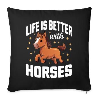 Horse Horse Riding Horse Riding Jumping - Sofa pillowcase 17,3'' x 17,3'' (45 x 45 cm) - black - Front