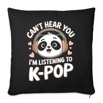 Musique K-Pop Pop Coréenne - Housse de coussin décorative 45 x 45 cm - noir - Devant