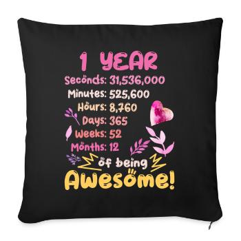 Birthday outfit for 1 year old! 1st Birthday - Sofa pillowcase 17,3'' x 17,3'' (45 x 45 cm) - black - Front