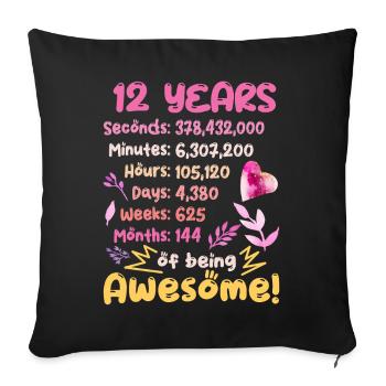 12 Jahre alt! Geburtstagsgeschenk 12. Geburtstag - Sofakissenbezug 45 x 45 cm - Schwarz - Vorne