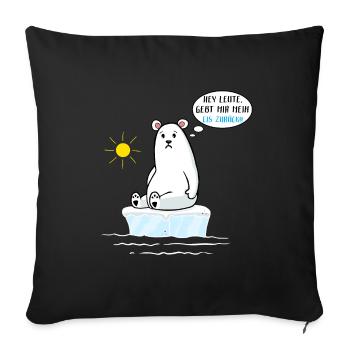 Klimawandel Umweltschutz Erderwärmung Eisbär - Sofakissenbezug 45 x 45 cm - Schwarz - Vorne