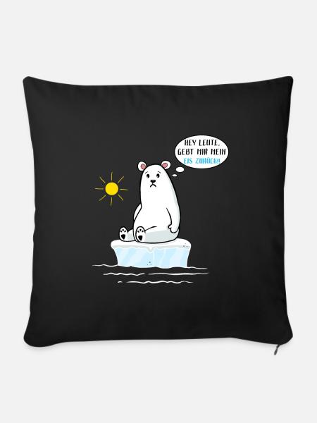 Klimawandel Umweltschutz Erderwärmung Eisbär - Sofakissenbezug 45 x 45 cm - Schwarz