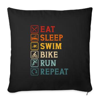 Eat sleep swim bike run repeat t-shirt triathlon - Sofakissenbezug 45 x 45 cm - Schwarz - Vorne
