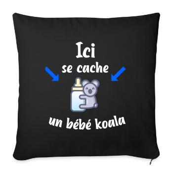 Ici se cache un bébé koala t-shirt femme enceinte - Housse de coussin décorative 45 x 45 cm - noir - Devant