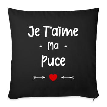 Je t'aime ma puce - Housse de coussin décorative 45 x 45 cm - noir - Devant