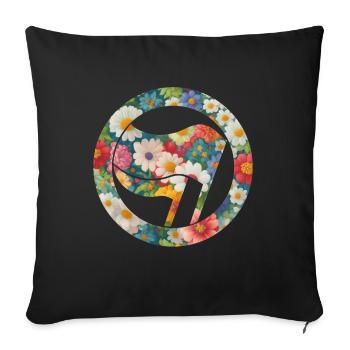 Antifa and flowers - Sofa pillowcase 17,3'' x 17,3'' (45 x 45 cm) - black - Front