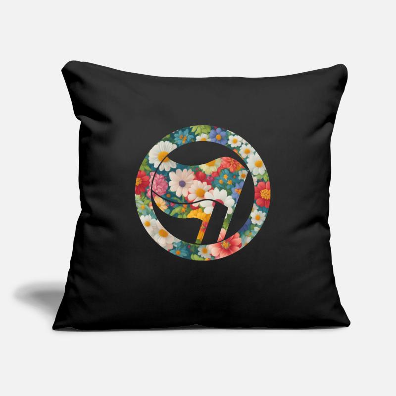 Antifa et fleurs Housse de coussin décorative 45 x 45 cm