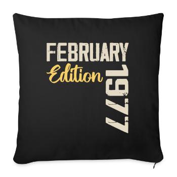 Février 1977 Anniversaire Février 1977 Rétro - Housse de coussin décorative 45 x 45 cm - noir - Devant