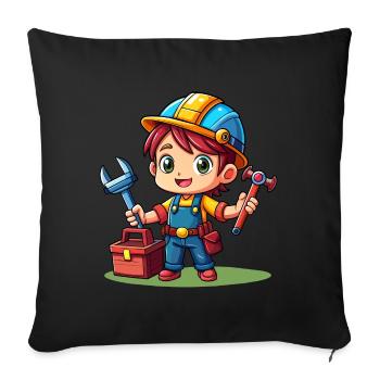 Petit Artisan - Housse de coussin décorative 45 x 45 cm - noir - Devant