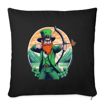 St. Patrick's Day Kleeblatt Bogenschießen - Sofakissenbezug 45 x 45 cm - Schwarz - Vorne
