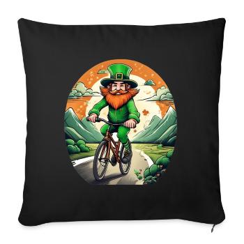 St. Patrick's Day Kleeblatt Radfahren - Sofakissenbezug 45 x 45 cm - Schwarz - Vorne