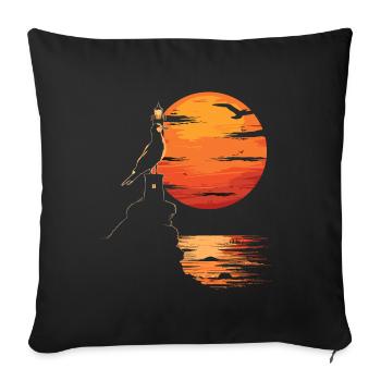 Seagull Seabird Lighthouse Sunset - Sofa pillowcase 17,3'' x 17,3'' (45 x 45 cm) - black - Front