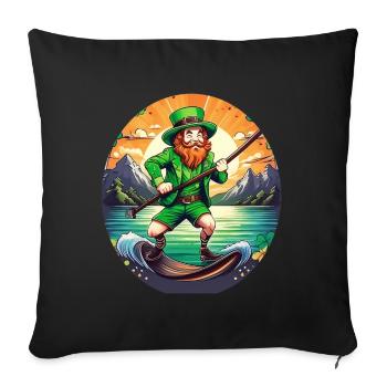 Planche à pagaie Shamrock Shamrock de la Saint-Patrick - Housse de coussin décorative 45 x 45 cm - noir - Devant