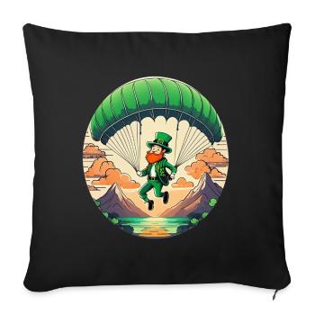 St. Patrick's Day Kleeblatt Gleitschirmfliegen - Sofakissenbezug 45 x 45 cm - Schwarz - Vorne