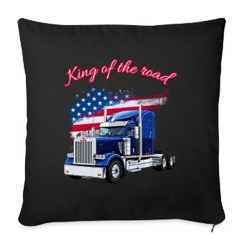 US Truck America with Flag - King of the road - Sofa pillowcase 17,3'' x 17,3'' (45 x 45 cm) - black - Front