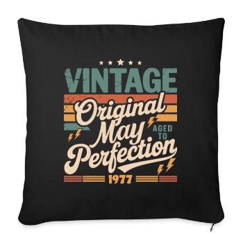 Millésime mai 1977 – Perfection pendant 49 ans - Housse de coussin décorative 45 x 45 cm - noir - Devant