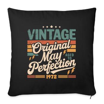 Vintage mai 1972 – Perfection pendant 54 ans - Housse de coussin décorative 45 x 45 cm - noir - Devant