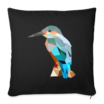 Eisvogel Kingfisher bird Polygon Shirt Maske Tasse - Sofakissenbezug 45 x 45 cm - Schwarz - Vorne