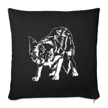 BORDER COLLIE herding dogs Wilsign's herding dog - Sofa pillowcase 17,3'' x 17,3'' (45 x 45 cm) - black - Front
