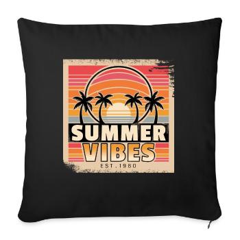 Summer Vibes: Retro Palm Trees at Sunset - Sofa pillowcase 17,3'' x 17,3'' (45 x 45 cm) - black - Front