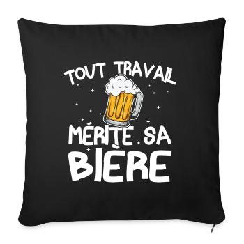 Tout travail mérite sa bière - Housse de coussin décorative 45 x 45 cm - noir - Devant
