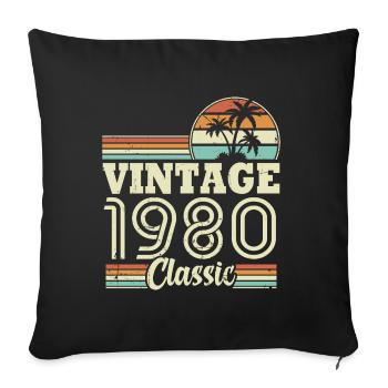 Vintage 1980 Classic, Cadeau D'anniversaire 43 Ans - Housse de coussin décorative 45 x 45 cm - noir - Devant