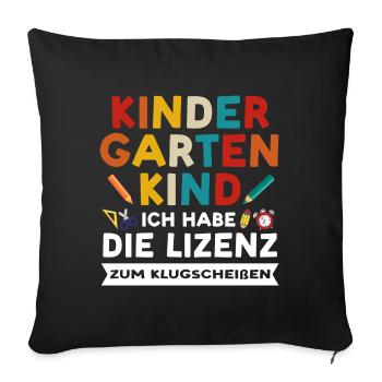 Kindergarten Anfang Kindergartenanfänger Geschenk - Sofakissenbezug 45 x 45 cm - Schwarz - Vorne
