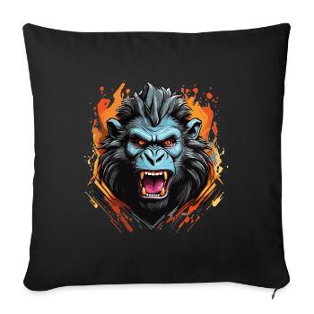 angry baboon with long teeth - Sofa pillowcase 17,3'' x 17,3'' (45 x 45 cm) - black - Front