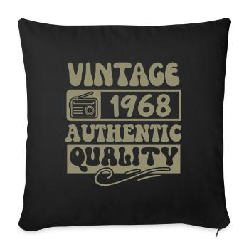 Authentic 1968 Millésime 1968 - Vintage 1968 Rétro - Housse de coussin décorative 45 x 45 cm - noir - Devant