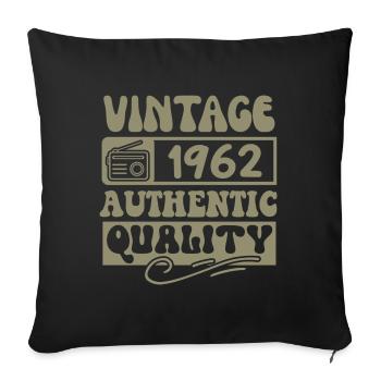 Authentic 1962 Millésime 1962 - Vintage 1962 Rétro - Housse de coussin décorative 45 x 45 cm - noir - Devant