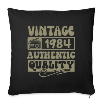 Authentic 1984 Millésime 1984 - Vintage 1984 Rétro - Housse de coussin décorative 45 x 45 cm - noir - Devant
